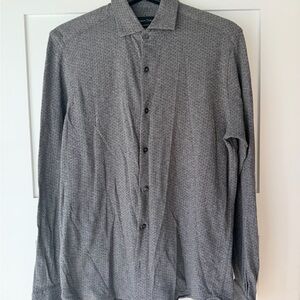 Massimo Dutti Light Gray Micro-Pattern Button-Up Shirt